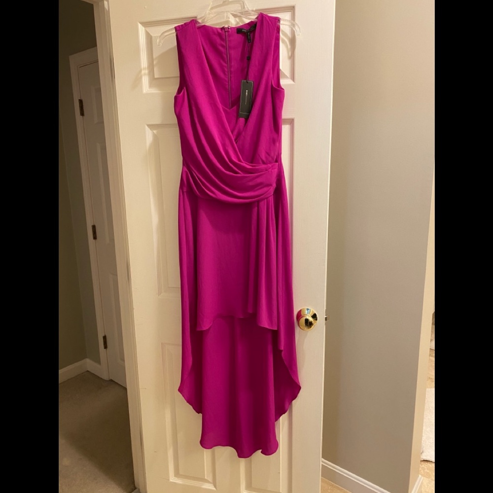Deep pink dress with high low hem